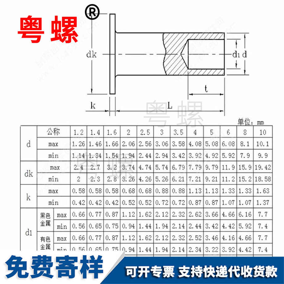 綏化平頭半綏化空心鉚釘