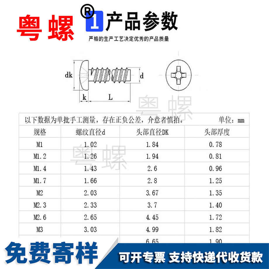 加工鍍鎳圓頭十字秦皇島小螺絲