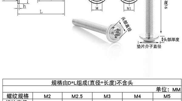 批發(fā)鐵鍍鋅螺絲 十字圓頭 帶墊介子螺絲 盤頭拉手螺絲釘 M5